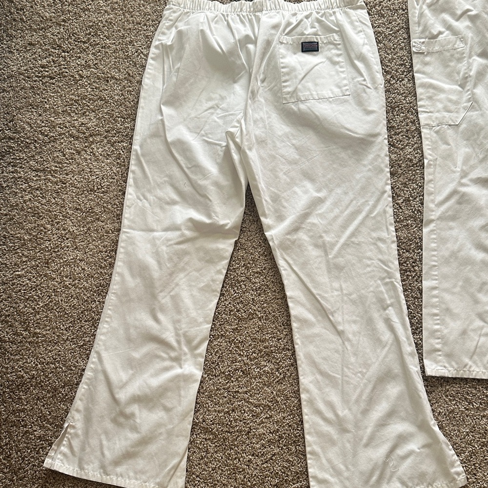 Cherokee White Women's Blouse with neckline detail & 2 pair of scrub pants FREE! - Picture 6 of 16